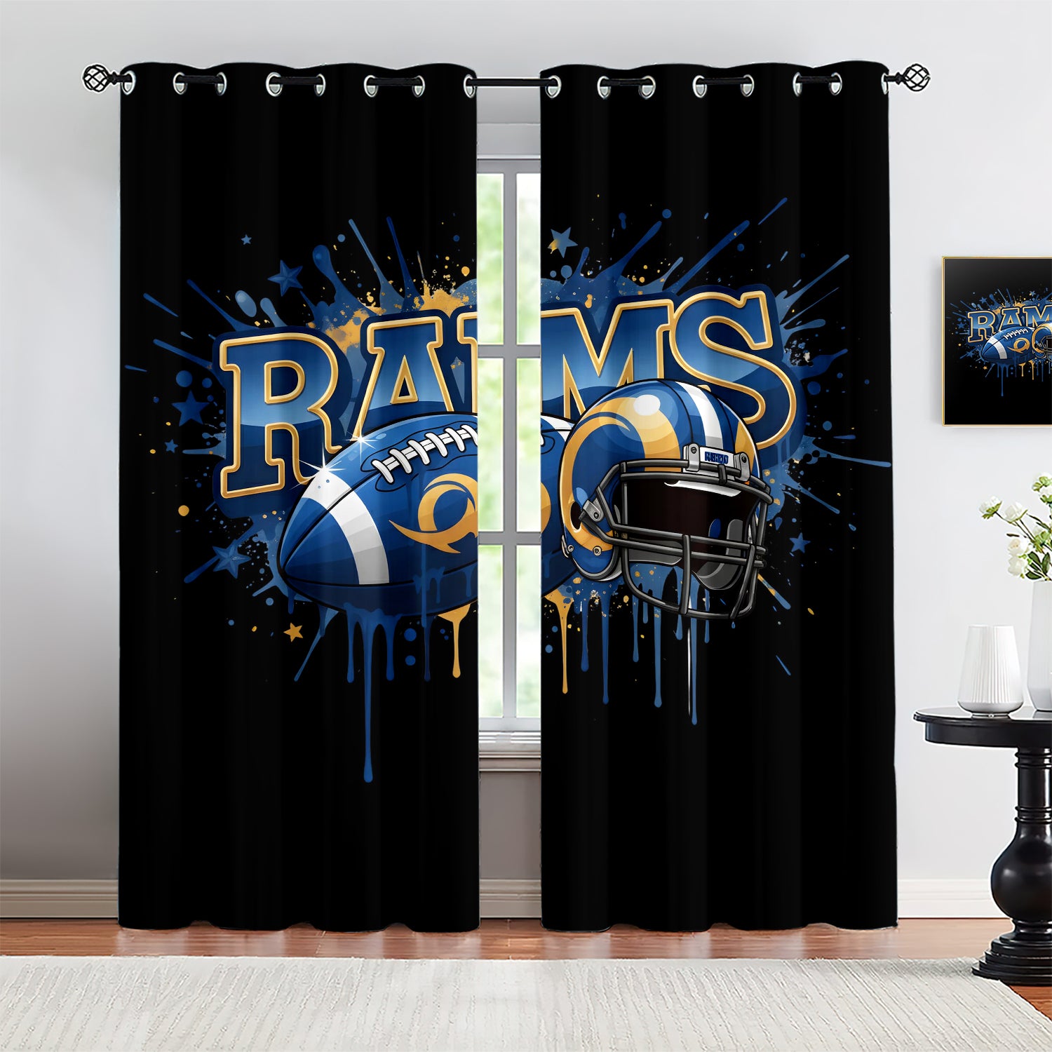 Los Angeles Rams Blackout Curtains Drapes For Window Treatment Set