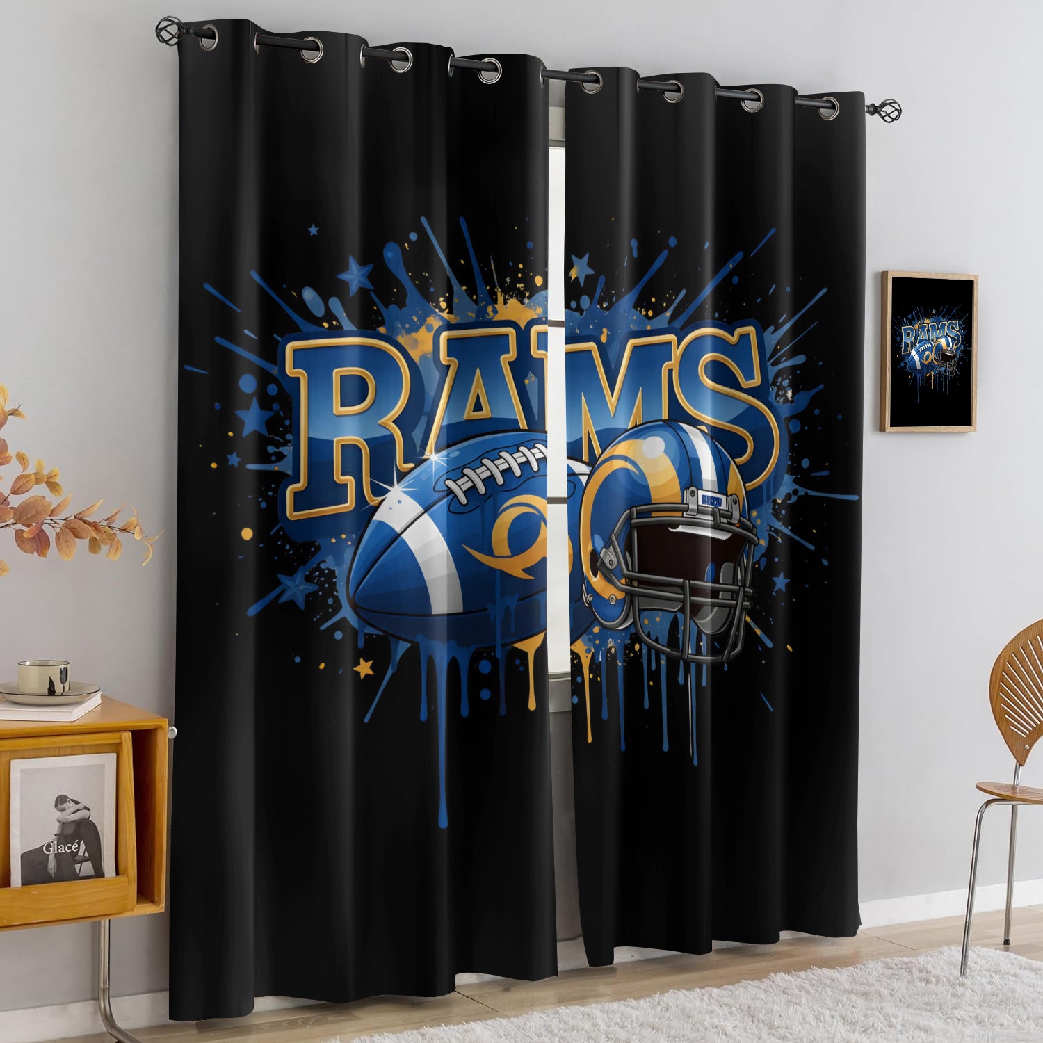 Los Angeles Rams Blackout Curtains Drapes For Window Treatment Set