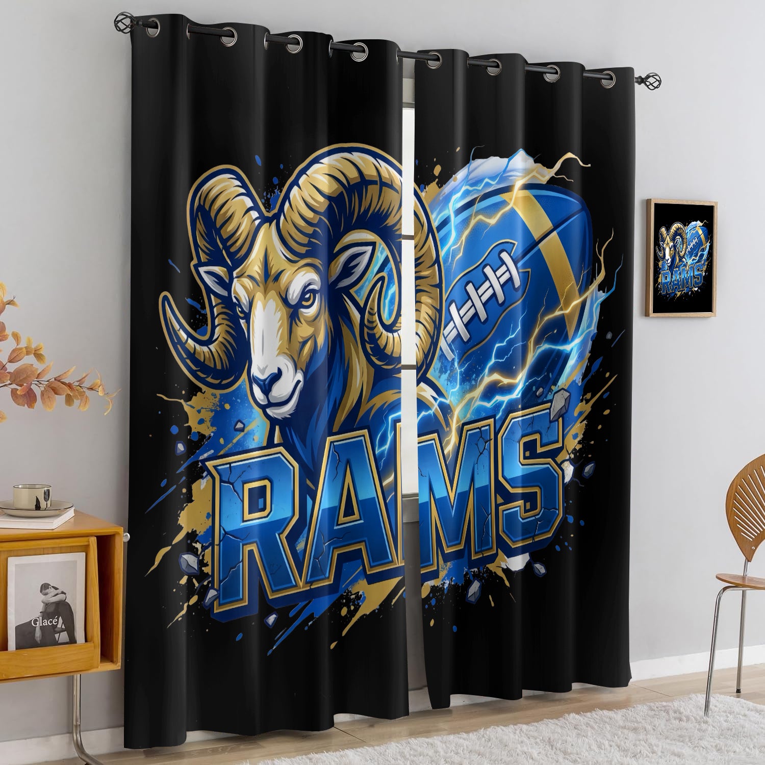 Los Angeles Rams Blackout Curtains Drapes For Window Treatment Set