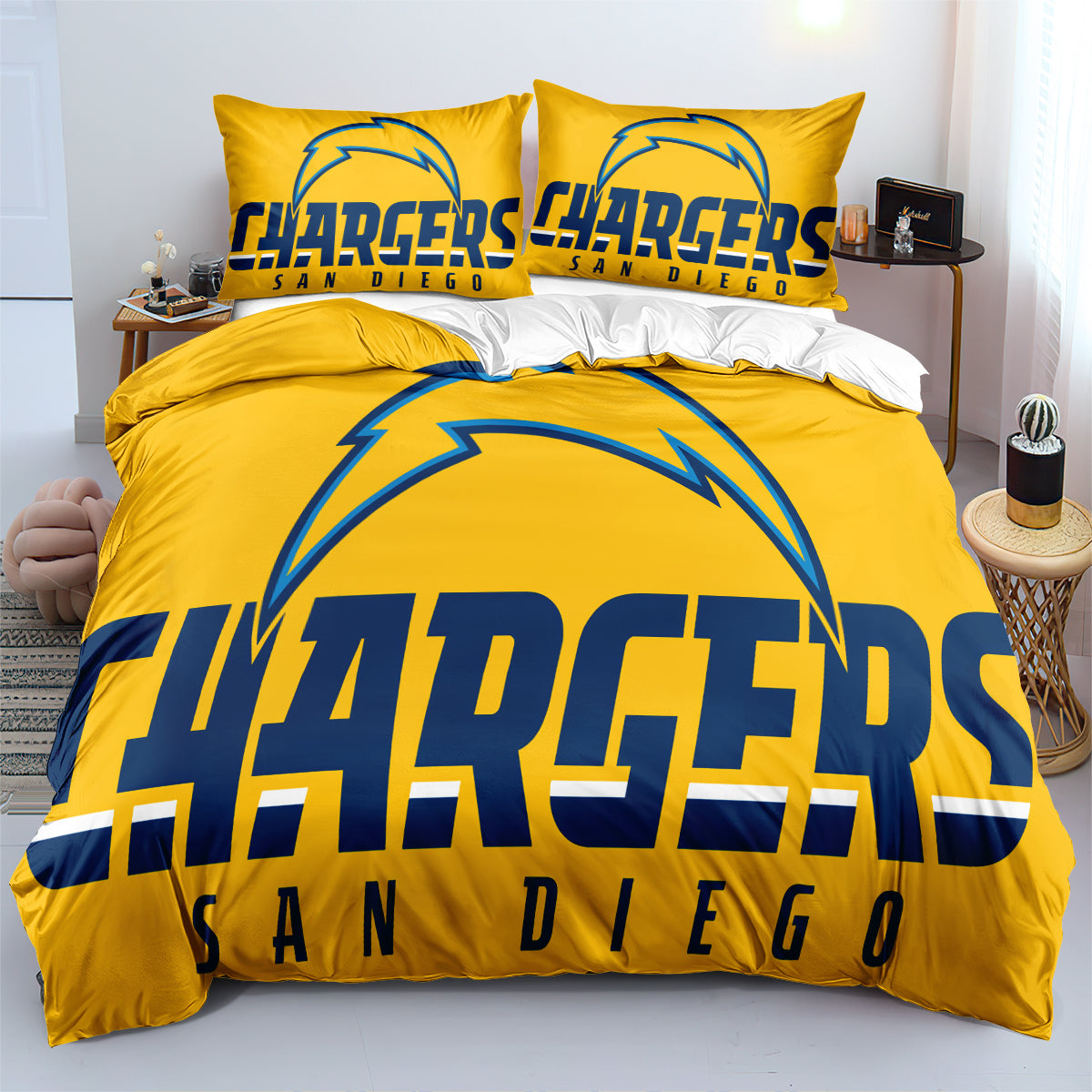 Los Angeles Chargers Football League Duvet Cover Quilt Cover Pillowcase Bedding Set