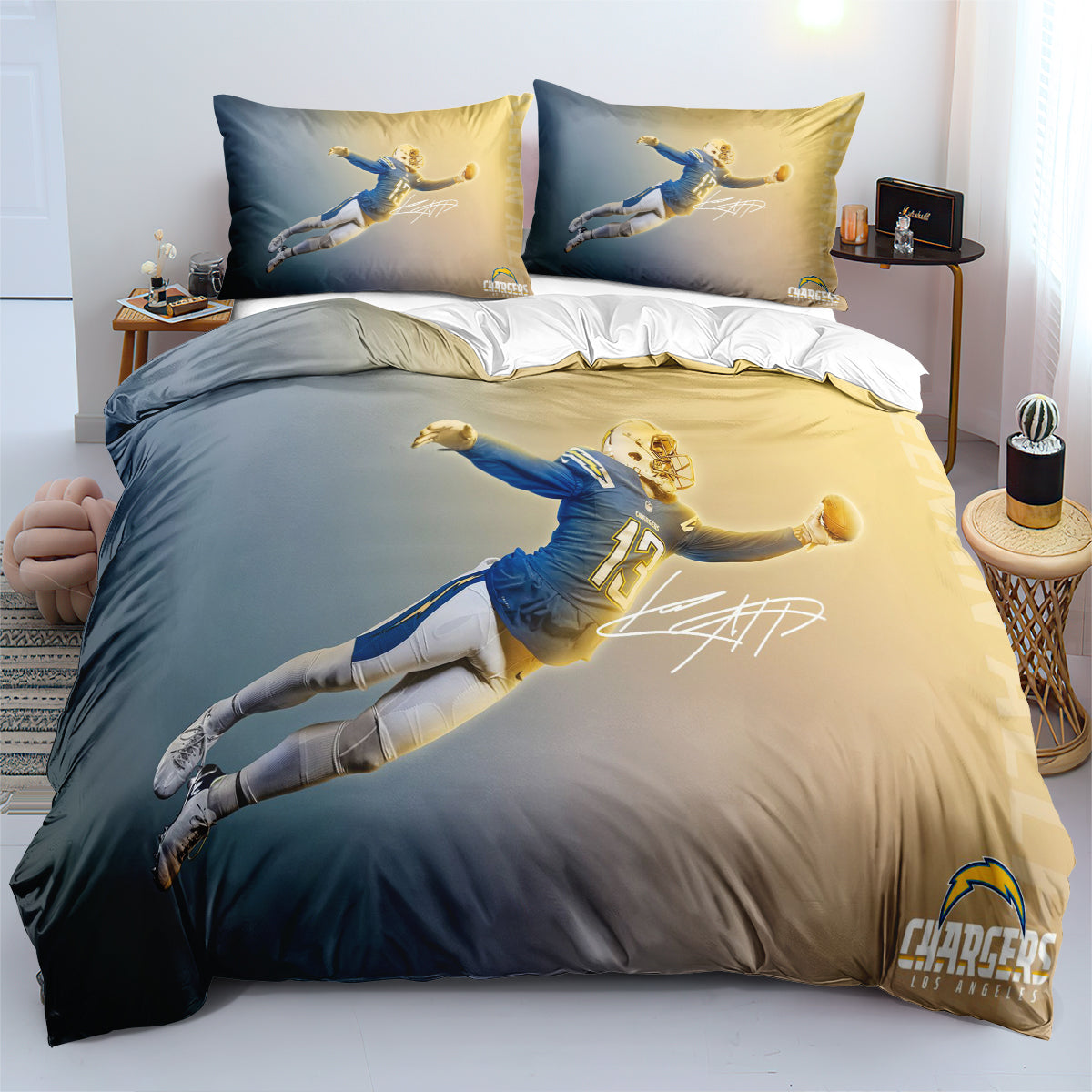 Los Angeles Chargers Football League Duvet Cover Quilt Cover Pillowcase Bedding Set