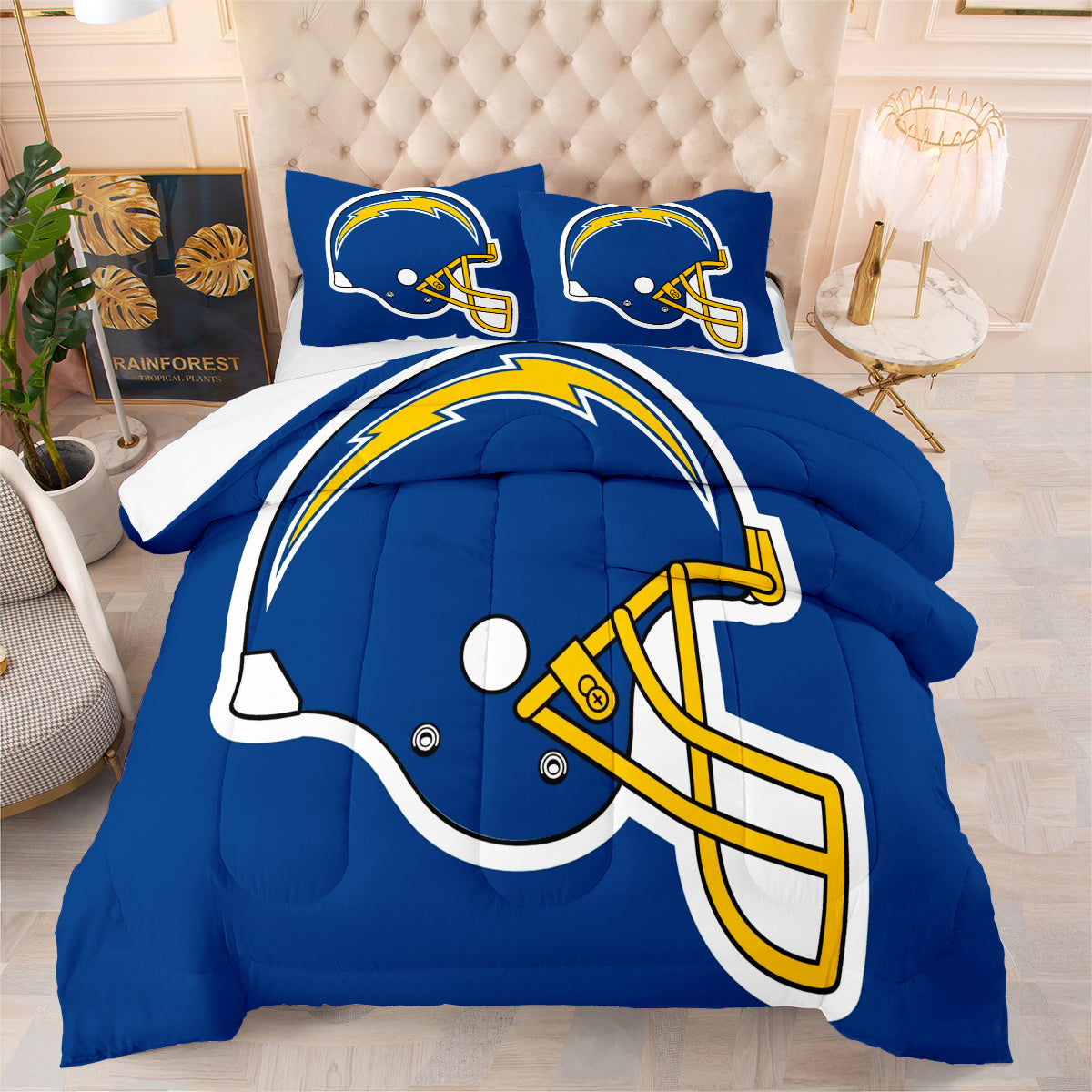 Los Angeles Chargers Football Team Comforter Pillowcase Sets Blanket All Season Reversible Quilted Duvet