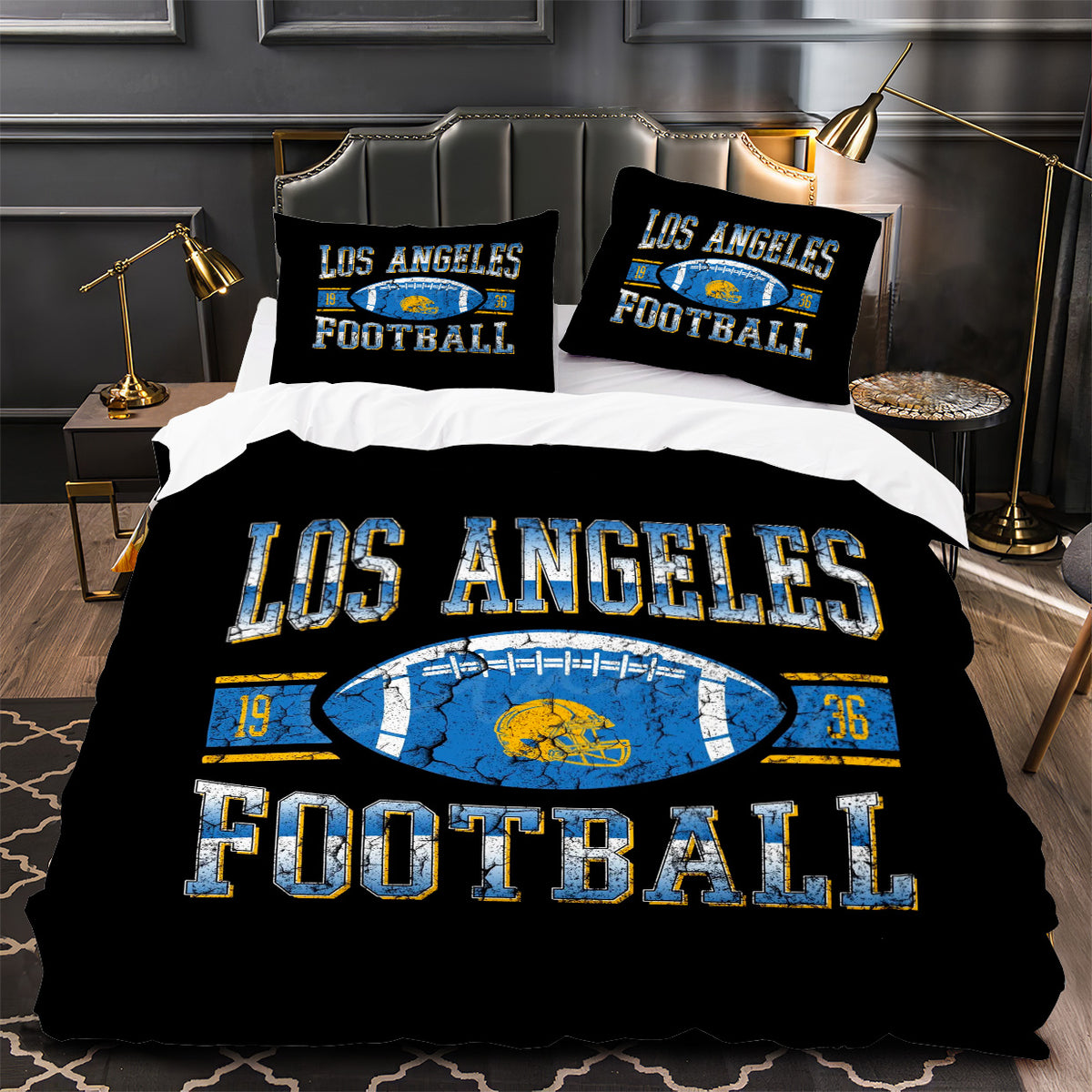 Los Angeles Chargers Football Duvet Cover Quilt Case Pillowcase Bedding Set Without Filler