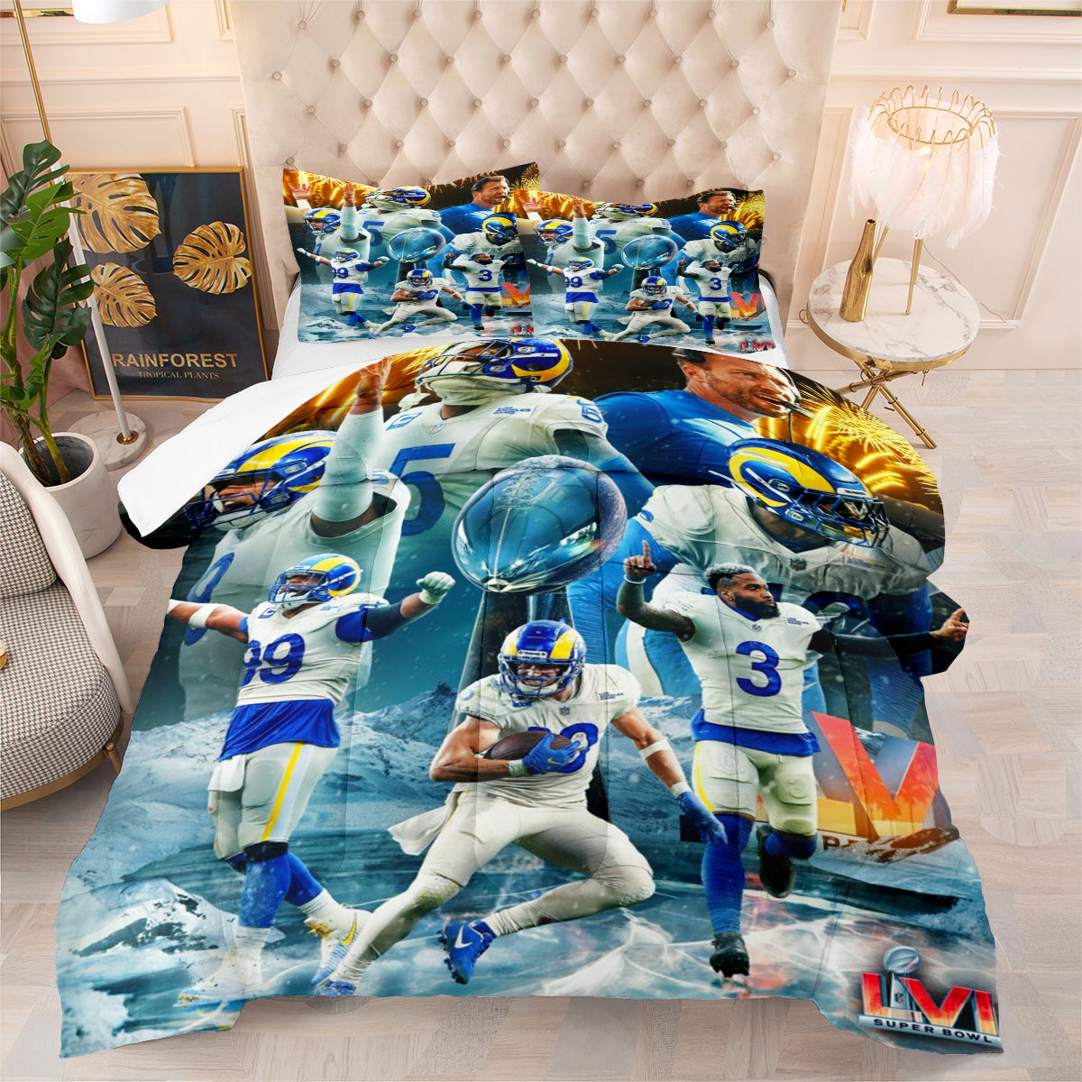 Los Angeles Rams Football Team Comforter Pillowcase Sets Blanket All Season Reversible Quilted Duvet