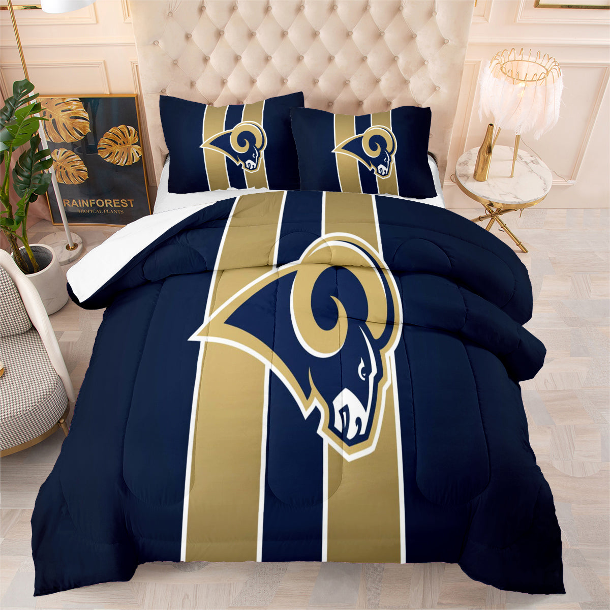 Los Angeles Rams Football Team Comforter Pillowcase Sets Blanket All Season Reversible Quilted Duvet