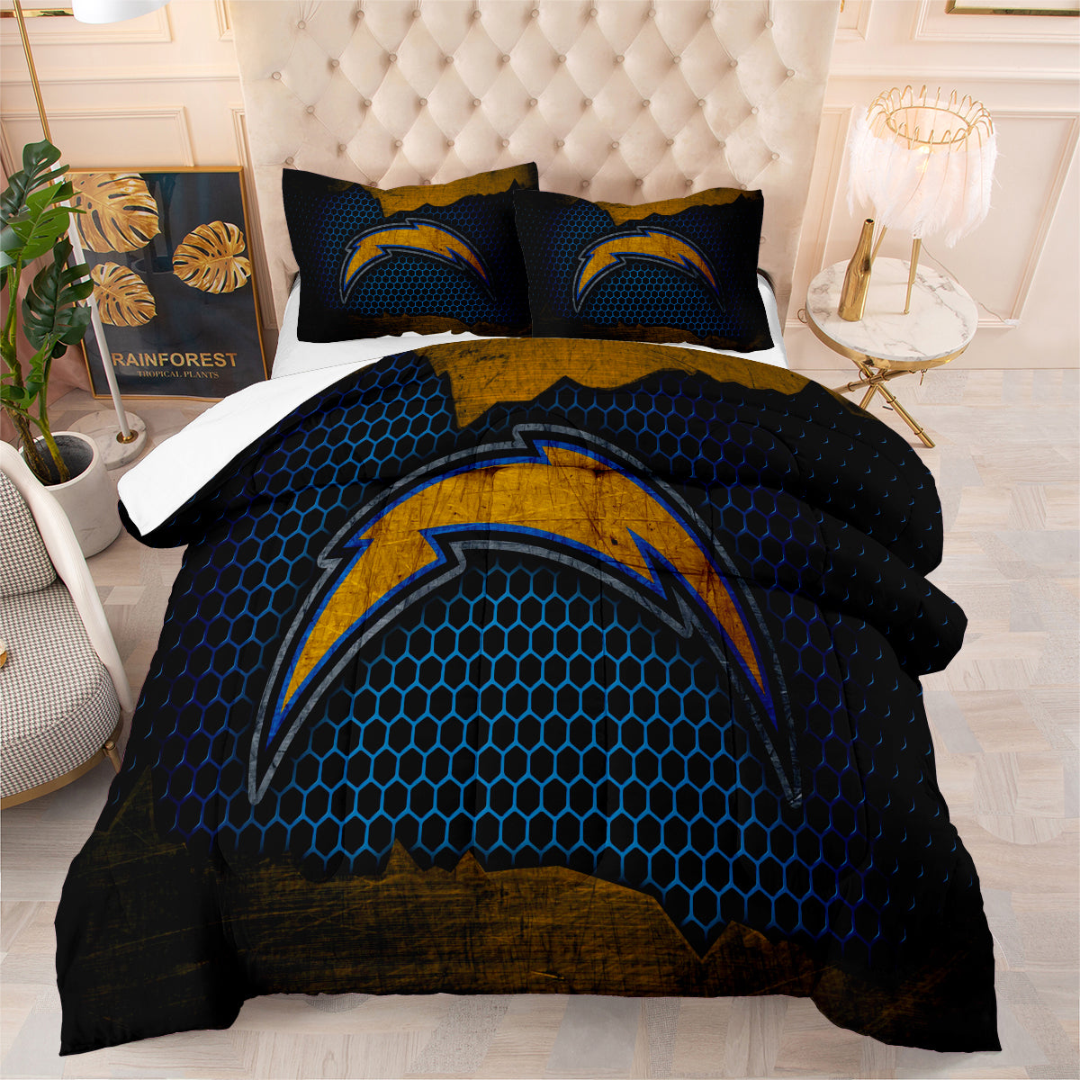 Los Angeles Chargers Football Team Comforter Pillowcase Sets Blanket All Season Reversible Quilted Duvet