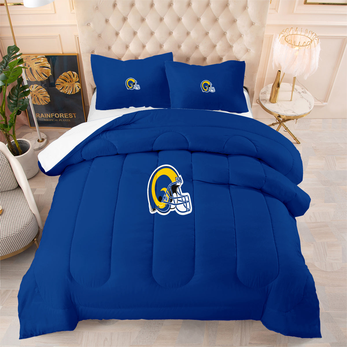 Los Angeles Rams Football Team Comforter Pillowcase Sets Blanket All Season Reversible Quilted Duvet