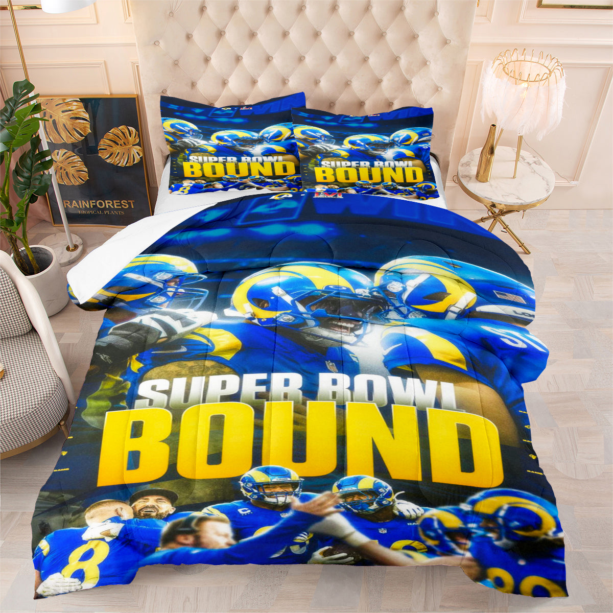 Los Angeles Rams Football Team Comforter Pillowcase Sets Blanket All Season Reversible Quilted Duvet