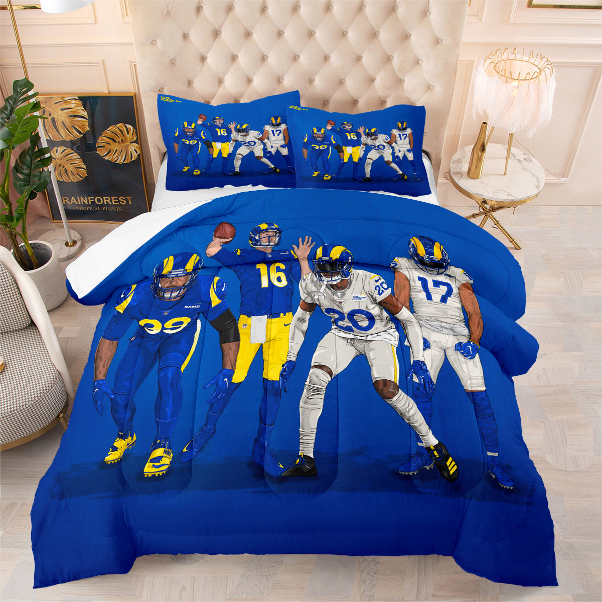 Los Angeles Chargers Football Team Comforter Pillowcase Sets Blanket All Season Reversible Quilted Duvet