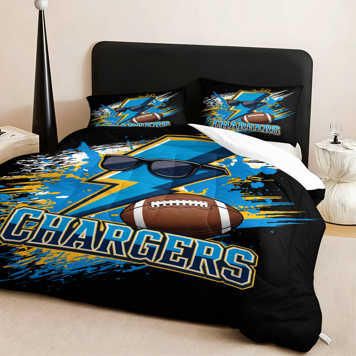 Los Angeles Chargers Comforter Pillowcase Sets Blanket All Season Reversible Quilted Duvet