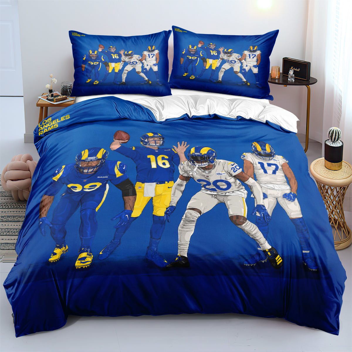 Los Angeles Chargers Football League Duvet Cover Quilt Case Pillowcase Bedding Set