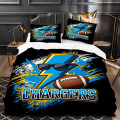 Los Angeles Chargers Football Duvet Cover Quilt Case Pillowcase Bedding Set Without Filler