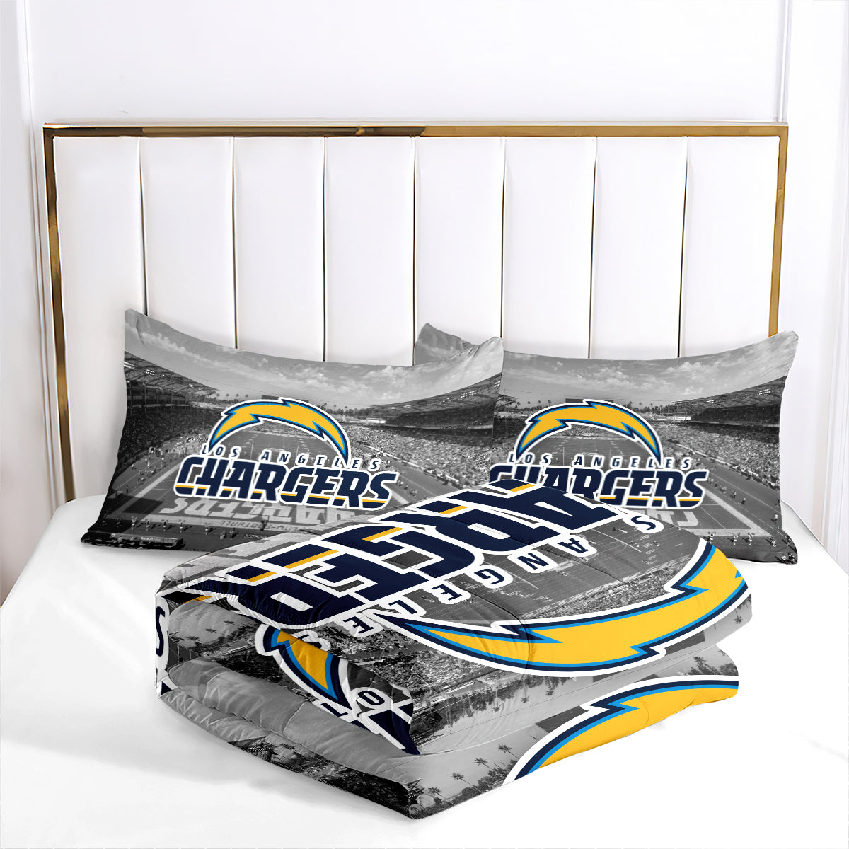 Los Angeles Chargers Football Team Comforter Pillowcase Sets Blanket All Season Reversible Quilted Duvet