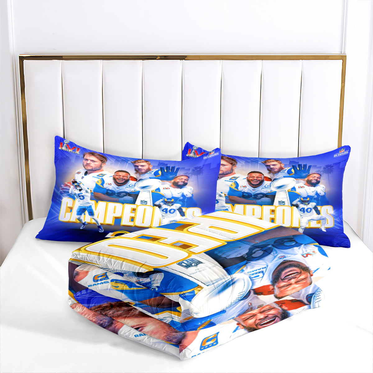 Los Angeles Rams Football Team Comforter Pillowcase Sets Blanket All Season Reversible Quilted Duvet