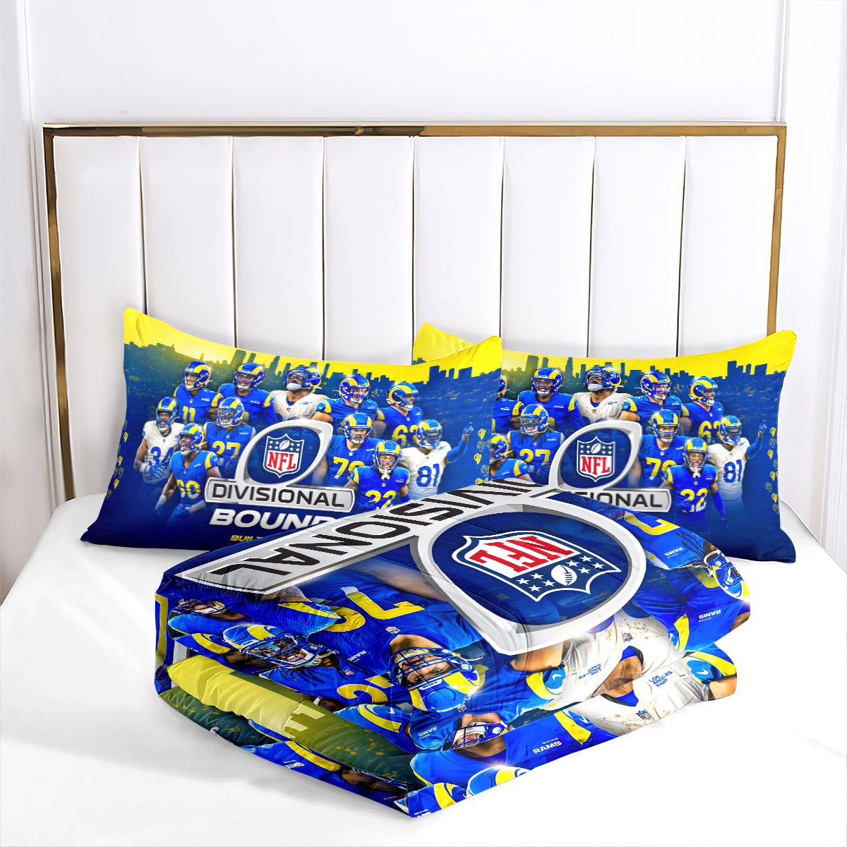 Los Angeles Rams Football Team Comforter Pillowcase Sets Blanket All Season Reversible Quilted Duvet