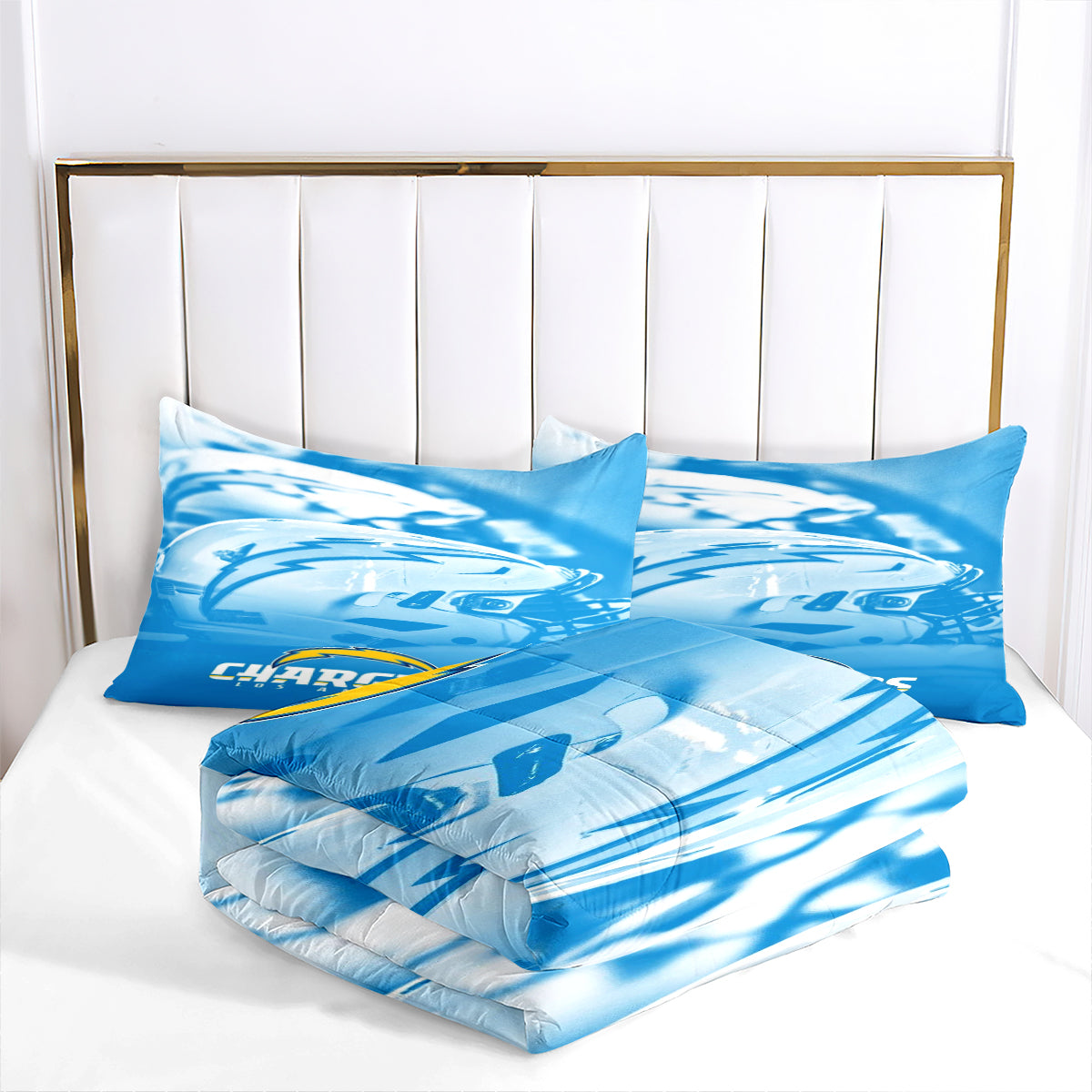 Los Angeles Chargers Football Team Comforter Pillowcase Sets Blanket All Season Reversible Quilted Duvet