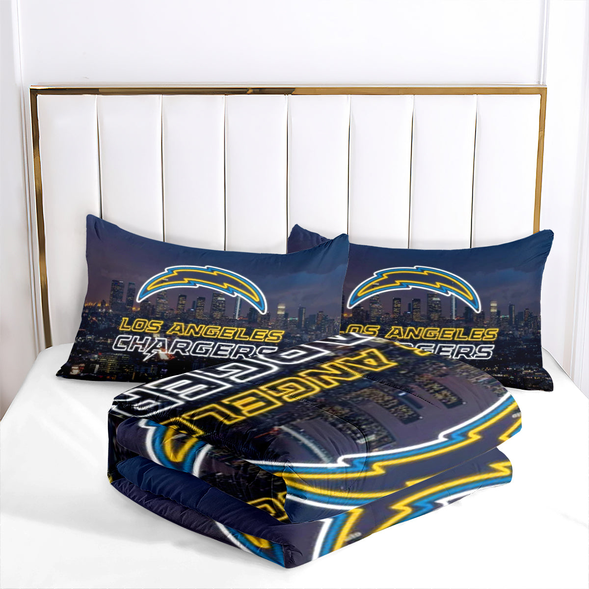 Los Angeles Chargers Football Team Comforter Pillowcase Sets Blanket All Season Reversible Quilted Duvet