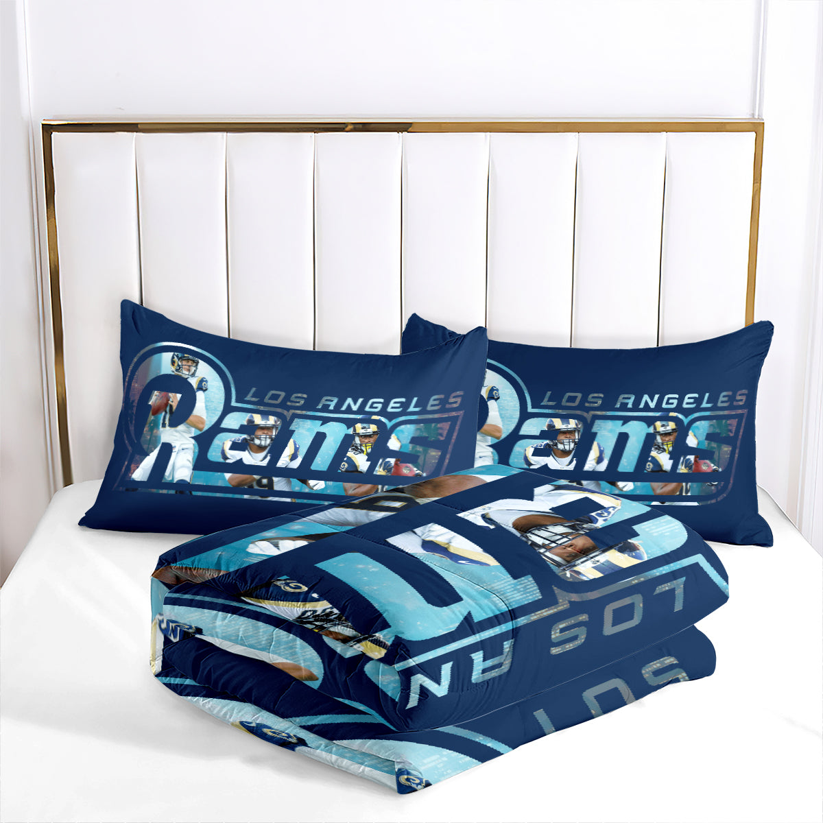 Los Angeles Rams Football Team Comforter Pillowcase Sets Blanket All Season Reversible Quilted Duvet