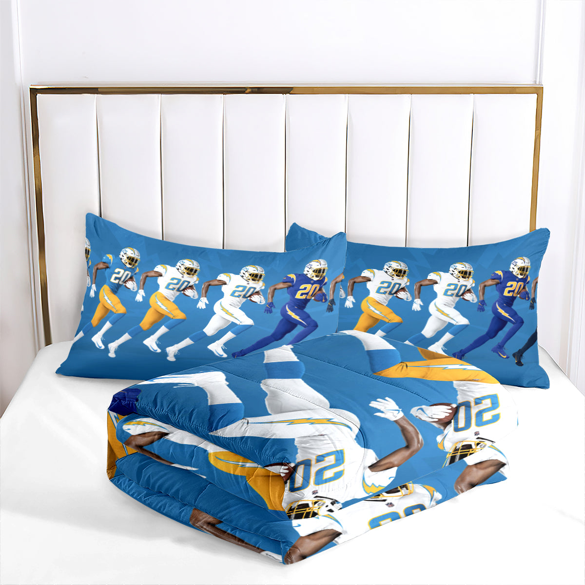 Los Angeles Chargers Football Team Comforter Pillowcase Sets Blanket All Season Reversible Quilted Duvet