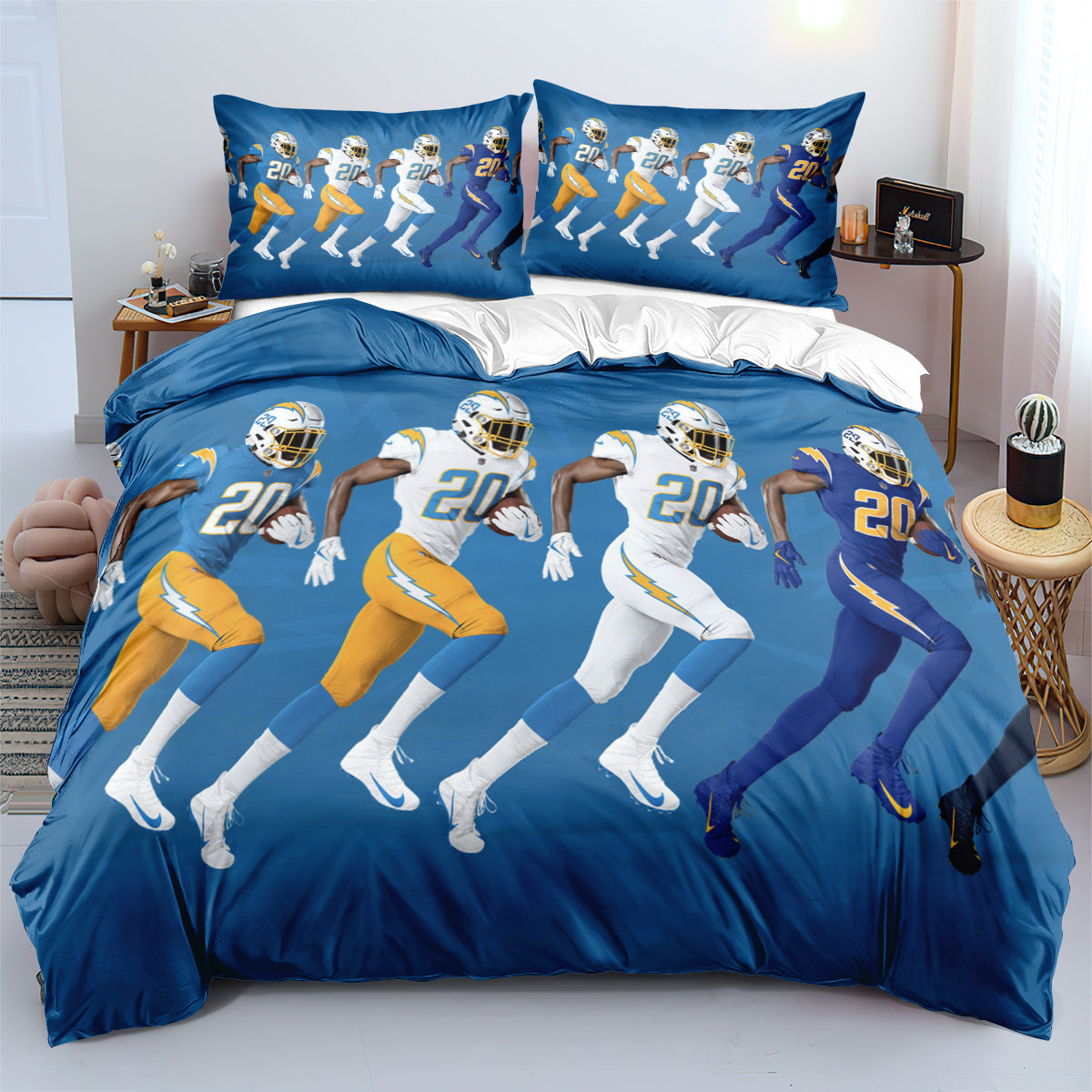 Los Angeles Chargers Football League Duvet Cover Quilt Cover Pillowcase Bedding Set