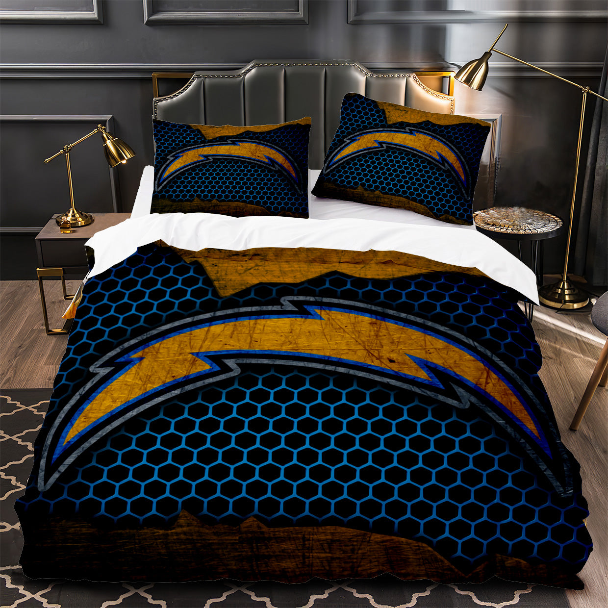 Los Angeles Chargers Football Duvet Cover Quilt Case Pillowcase Bedding Set Without Filler