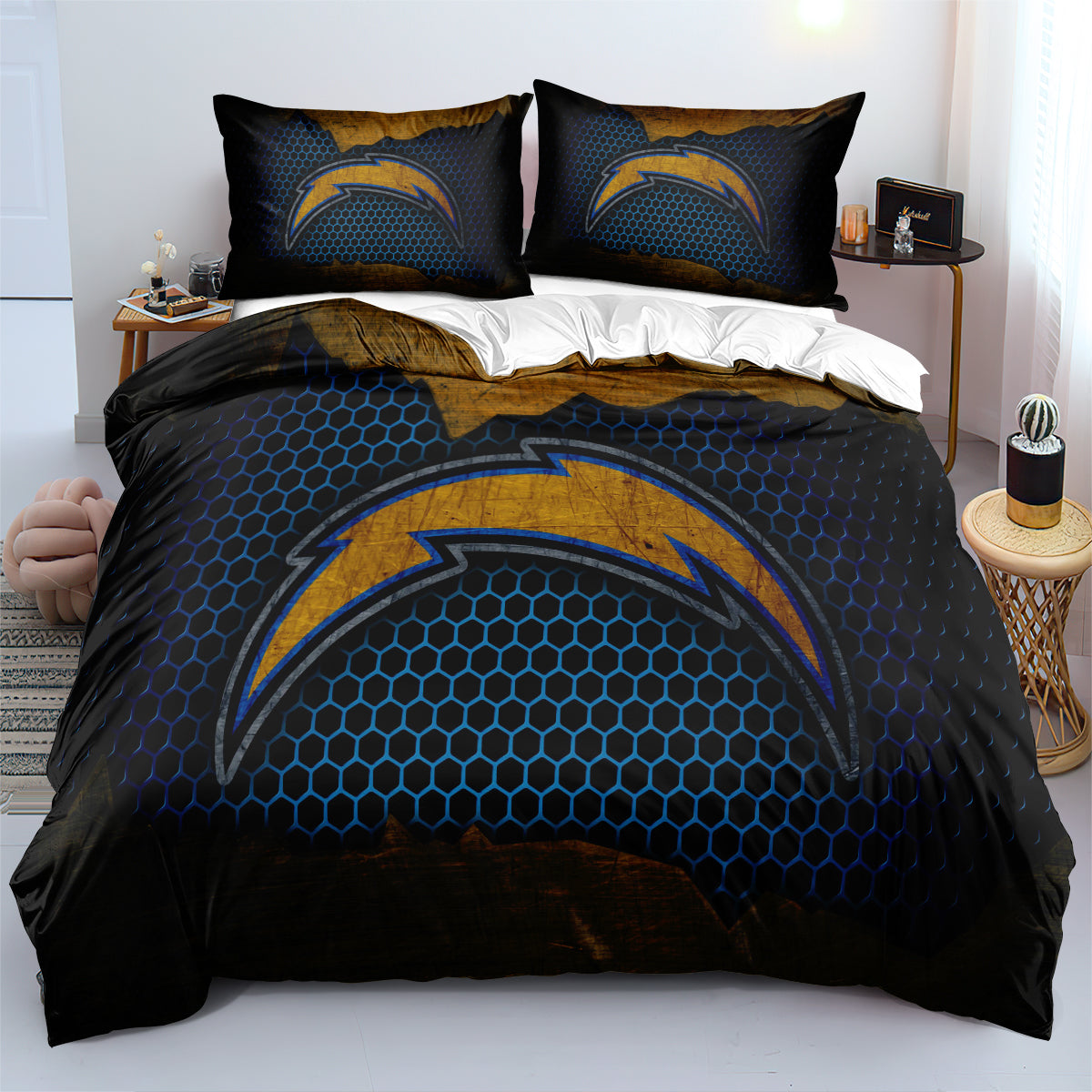 Los Angeles Chargers Football League Duvet Cover Quilt Cover Pillowcase Bedding Set