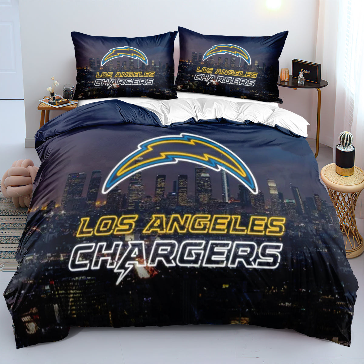 Los Angeles Chargers Football League Duvet Cover Quilt Cover Pillowcase Bedding Set