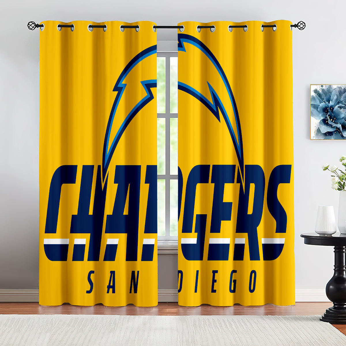 Los Angeles Chargers Football Team Blackout Curtains Drapes For Window Treatment Set