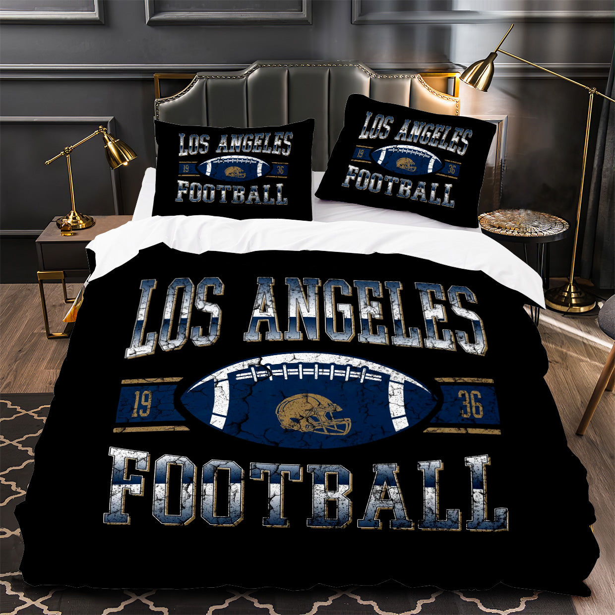 Los Angeles Rams Football Duvet Cover Quilt Case Pillowcase Bedding Set Without Filler