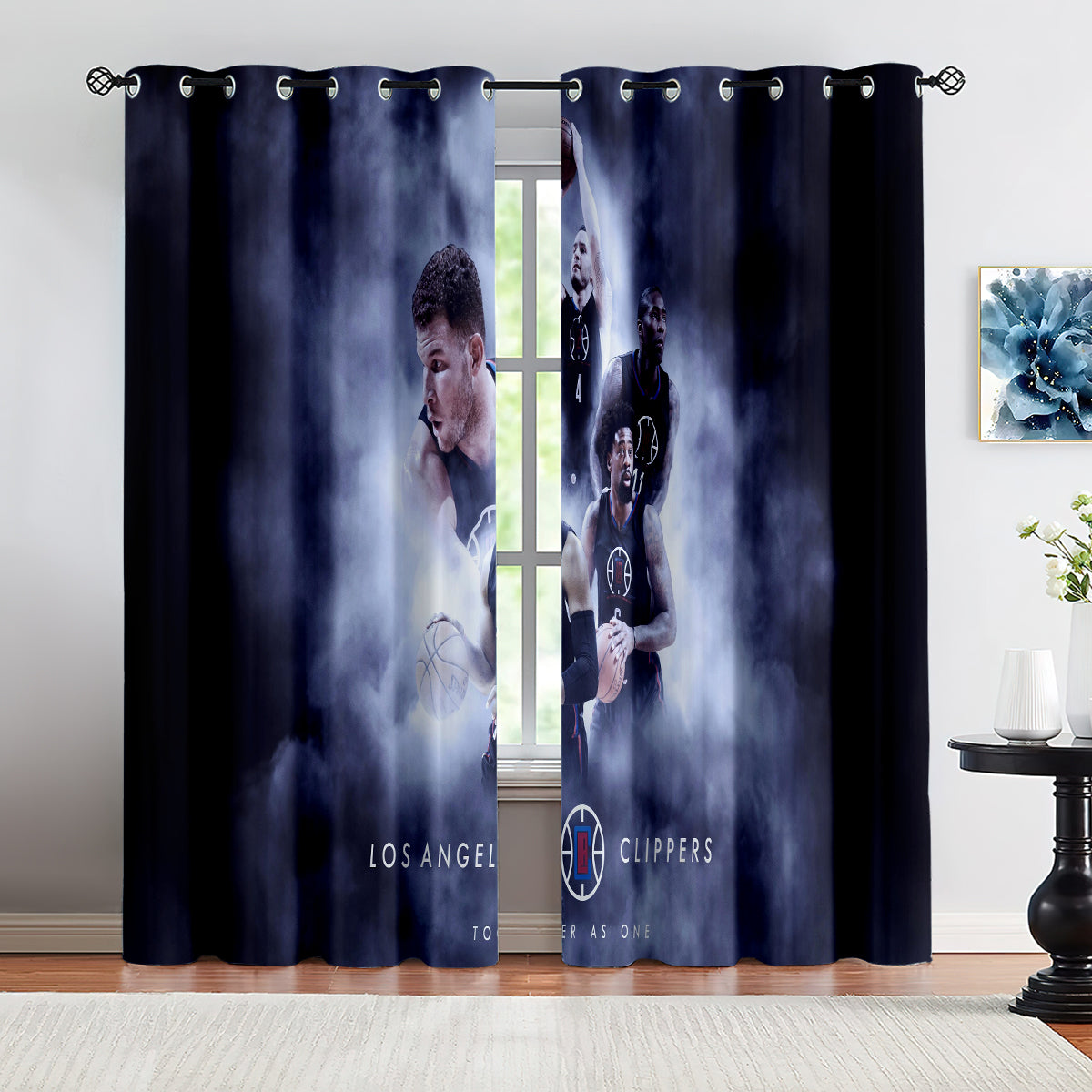 Los Angeles Basketball Clippers Blackout Curtains Drapes For Window Treatment Set