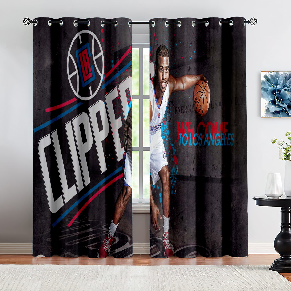 Los Angeles Basketball Clippers Blackout Curtains Drapes For Window Treatment Set