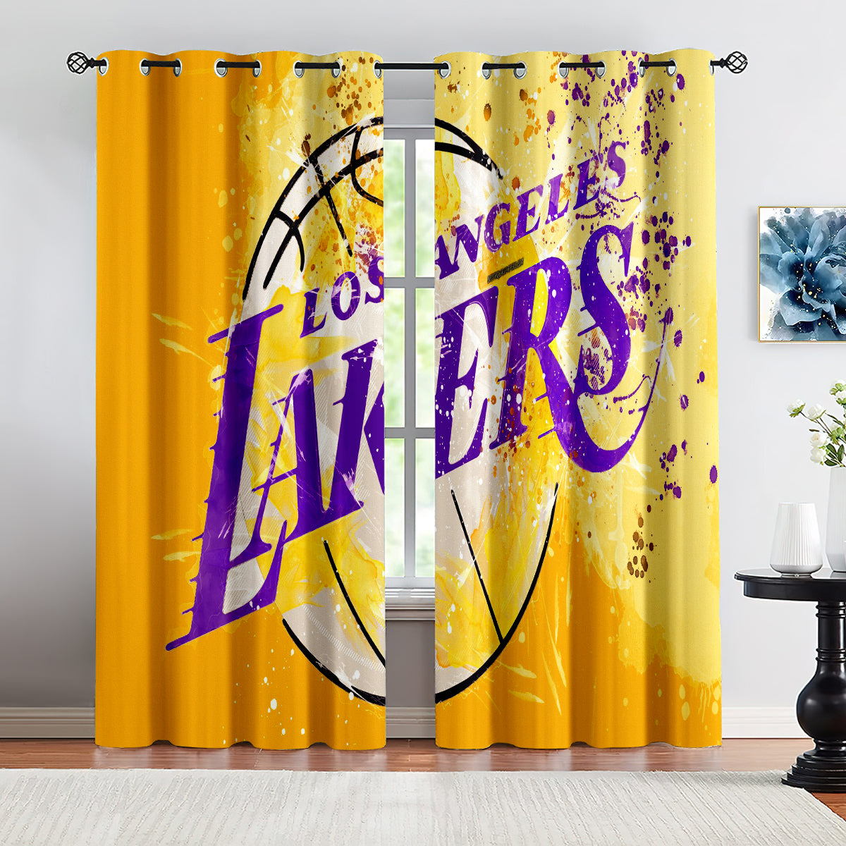 Los Angeles Basketball Lakers Blackout Curtains Drapes For Window Treatment Set