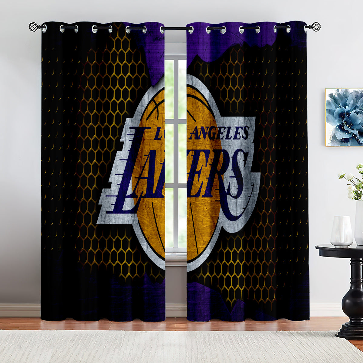 Los Angeles Basketball Lakers Blackout Curtains Drapes For Window Treatment Set