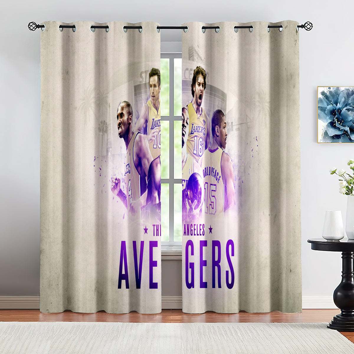 Los Angeles Basketball Lakers Blackout Curtains Drapes For Window Treatment Set