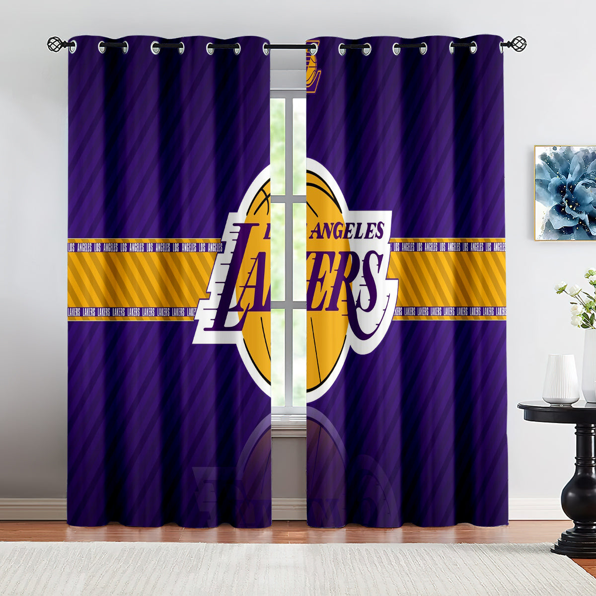 Los Angeles Basketball Lakers Blackout Curtains Drapes For Window Treatment Set