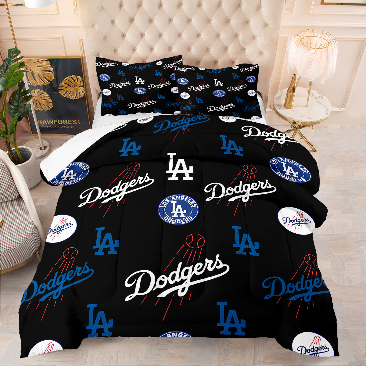 Los Angeles Dodgers Comforter Pillowcase Sets Blanket All Season Reversible Quilted Duvet