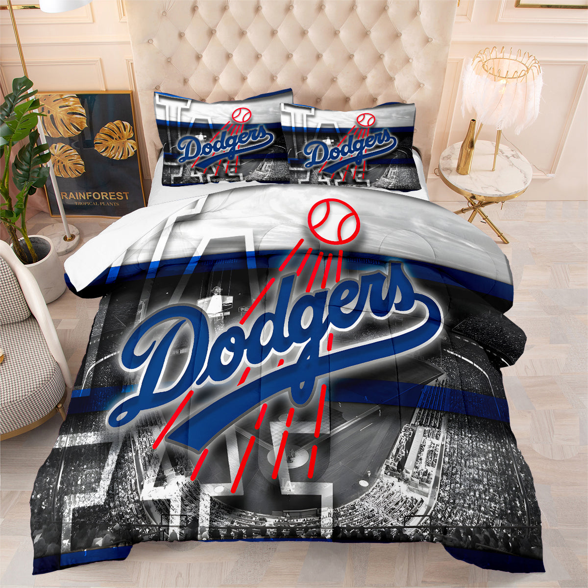 Los Angeles Dodgers Comforter Pillowcase Sets Blanket All Season Reversible Quilted Duvet