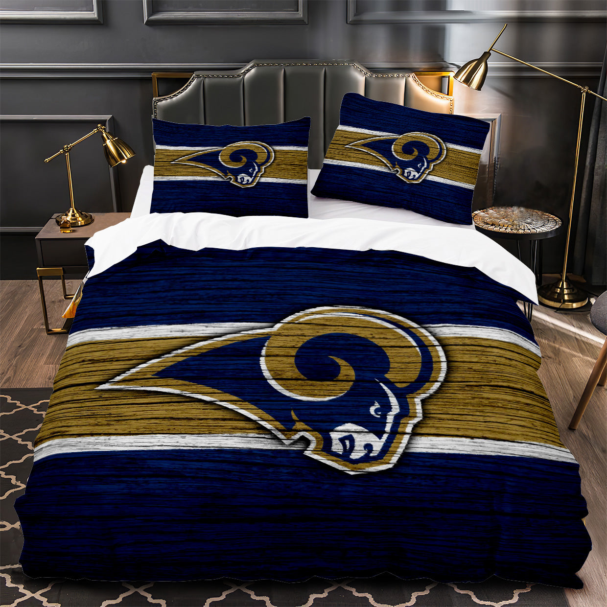 Los Angeles Rams Football Duvet Cover Quilt Case Pillowcase Bedding Set Without Filler