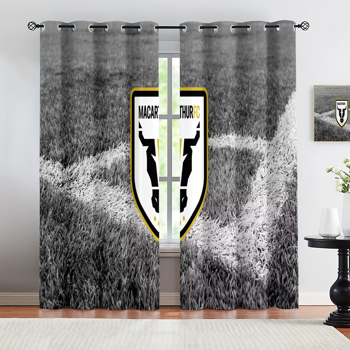 Macarthur Bulls FC Soccer Blackout Curtains Drapes for Window Treatment Set