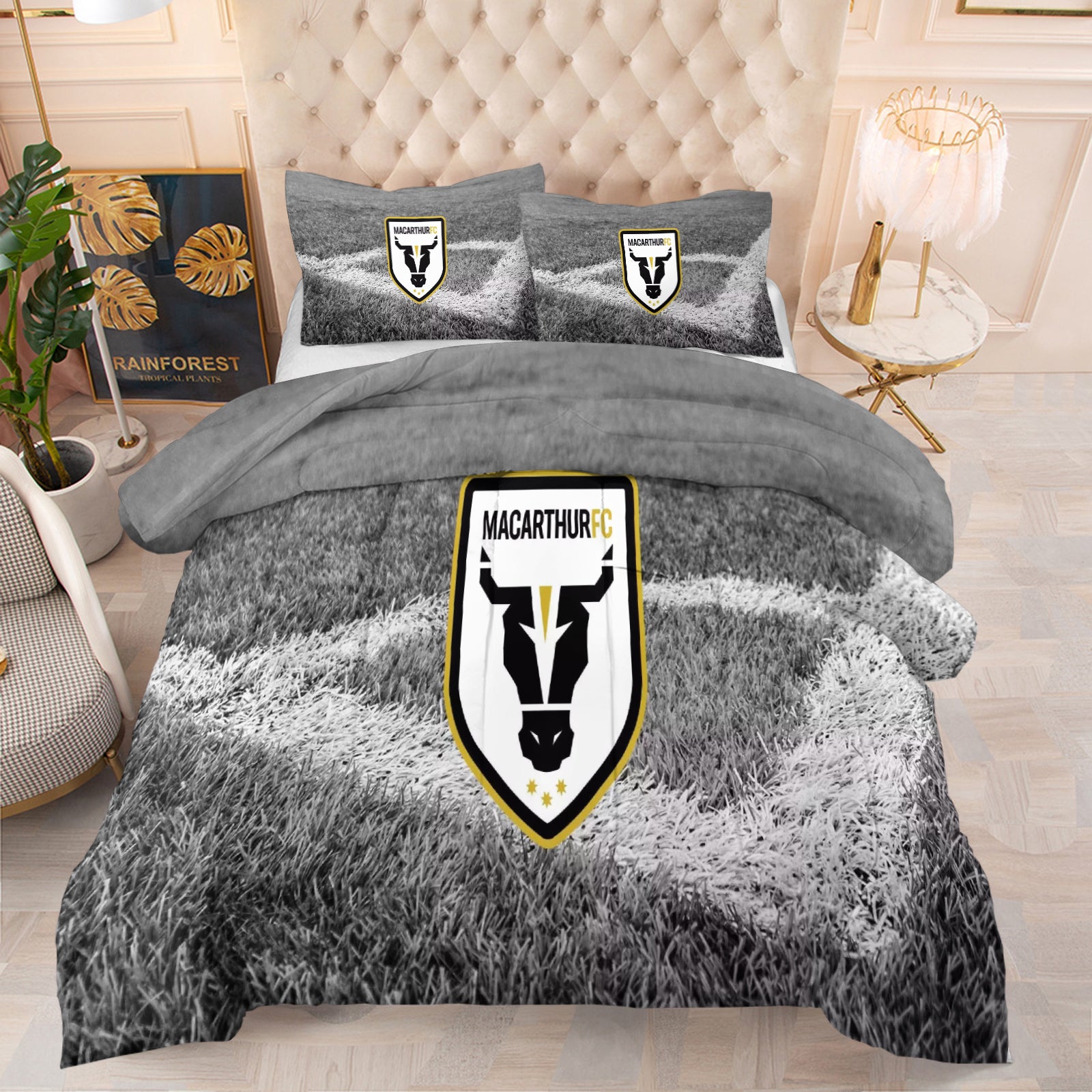 Macarthur Bulls FC Soccer Comforter Pillowcase Sets Blanket All Season Reversible Quilted Duvet