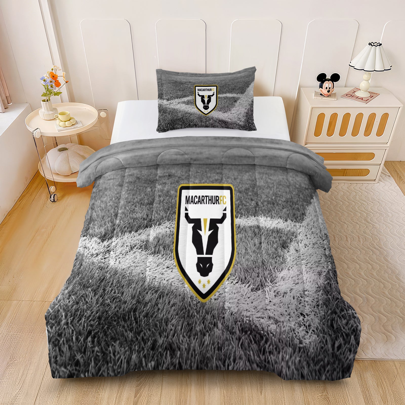 Macarthur Bulls FC Soccer Comforter Pillowcase Sets Blanket All Season Reversible Quilted Duvet