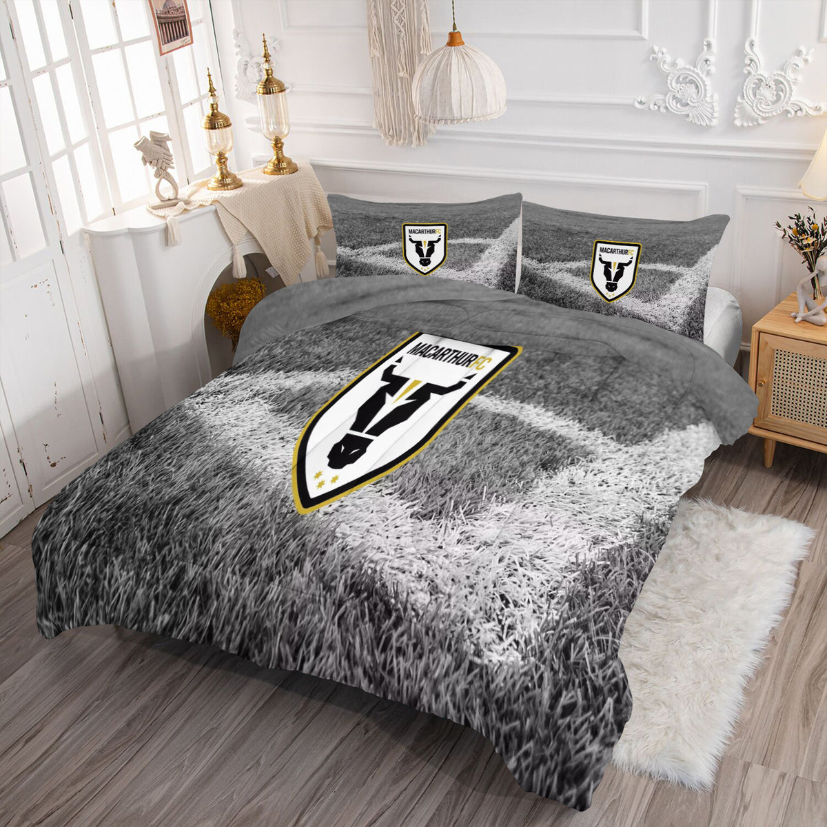 Macarthur Bulls FC Soccer Comforter Pillowcase Sets Blanket All Season Reversible Quilted Duvet