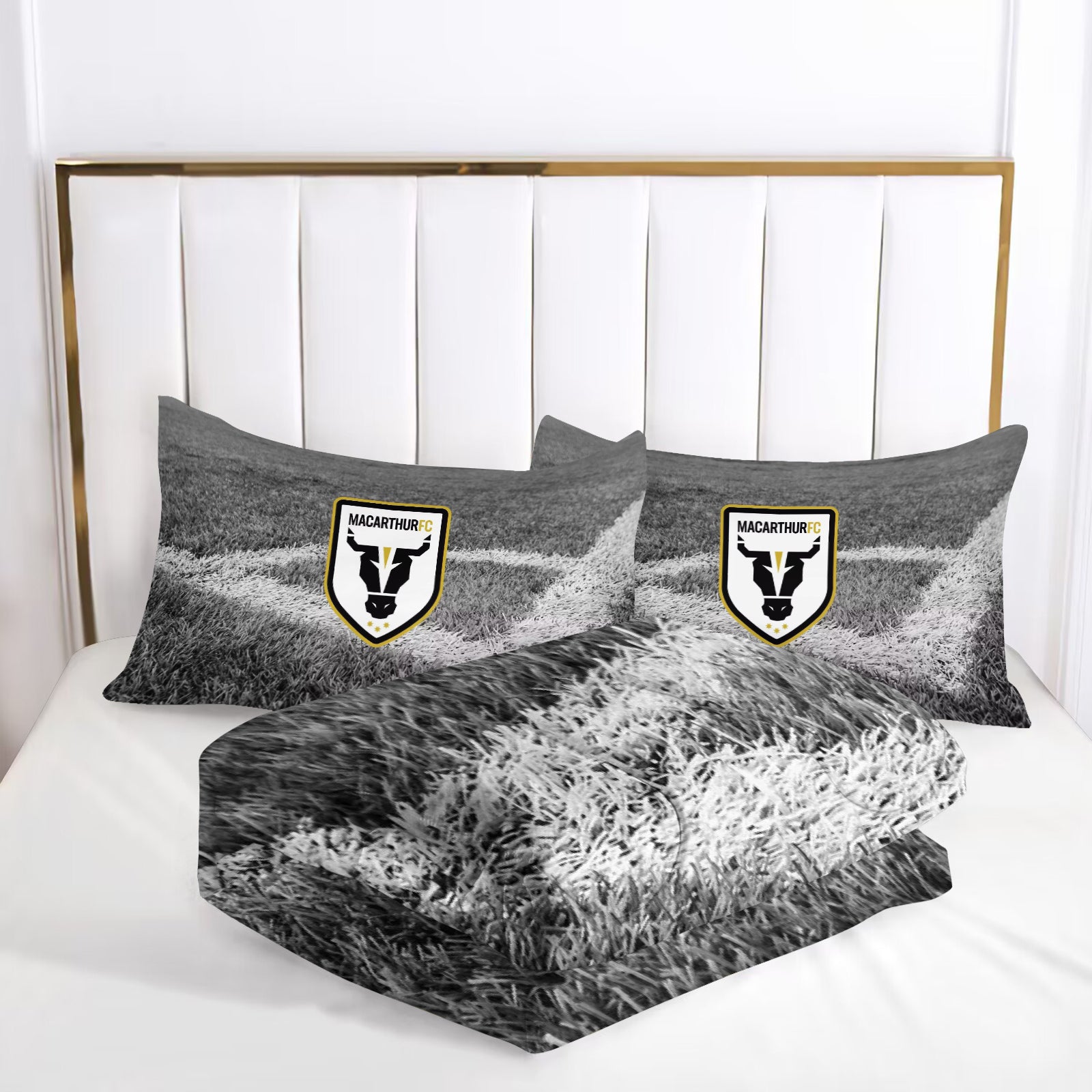 Macarthur Bulls FC Soccer Comforter Pillowcase Sets Blanket All Season Reversible Quilted Duvet