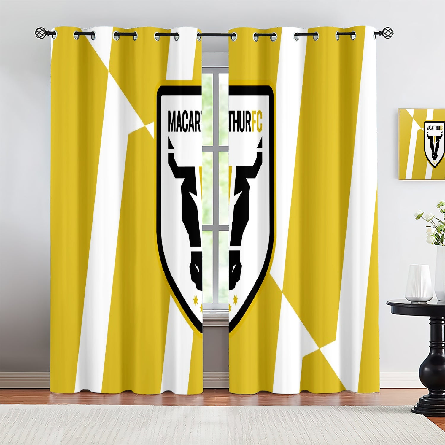 Macarthur Bulls FC Soccer Blackout Curtains Drapes for Window Treatment Set