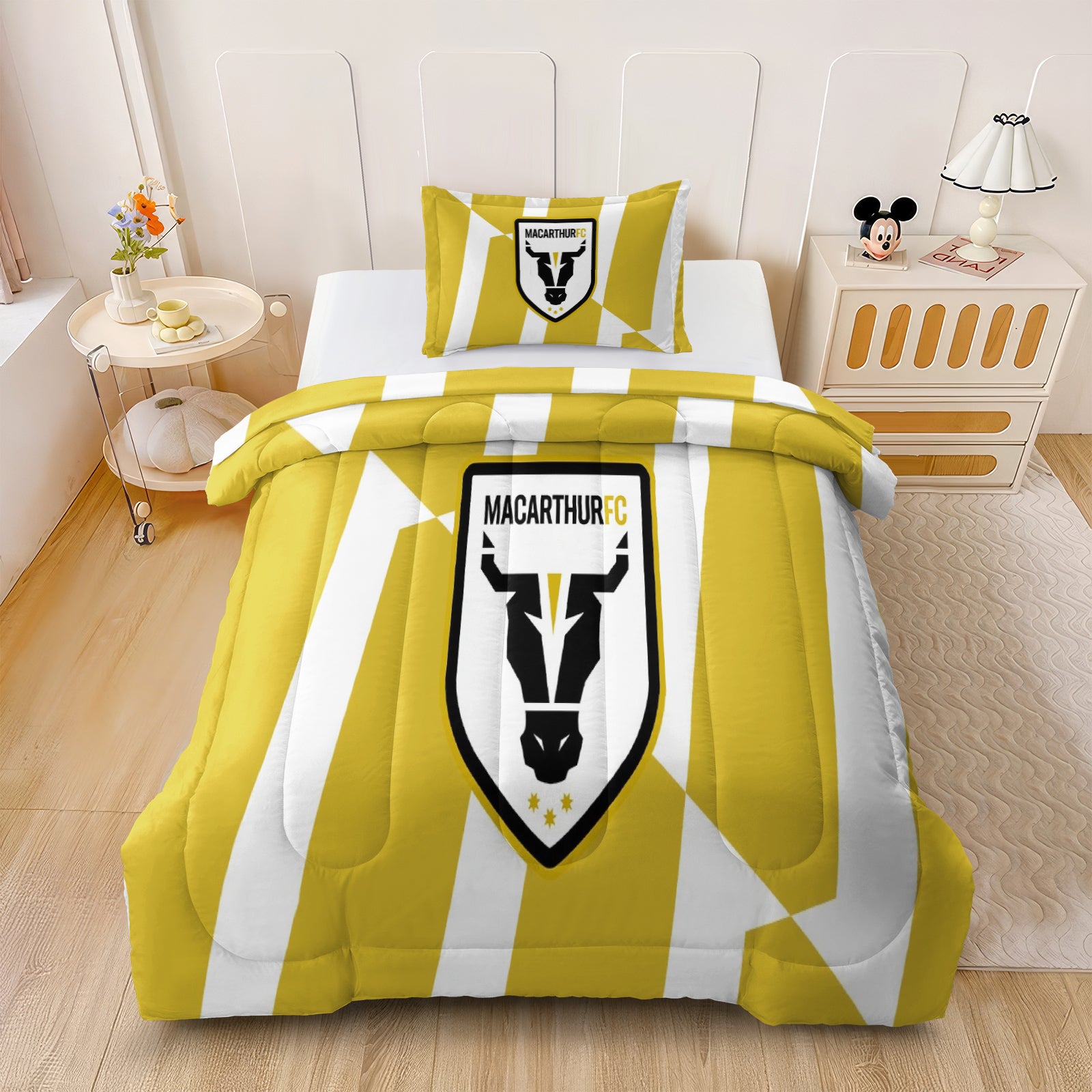 Macarthur Bulls FC Soccer Comforter Pillowcase Sets Blanket All Season Reversible Quilted Duvet