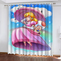 Mario Princess Peach Blackout Curtains Drapes For Window Treatment Set