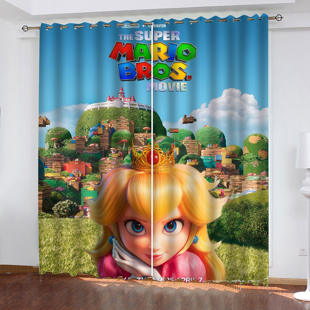 Mario Princess Peach Blackout Curtains Drapes For Window Treatment Set