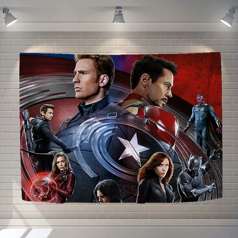 Marvel Iron Man Avengers Wall Decor Hanging Tapestry Home Bedroom Living Room Decorations
