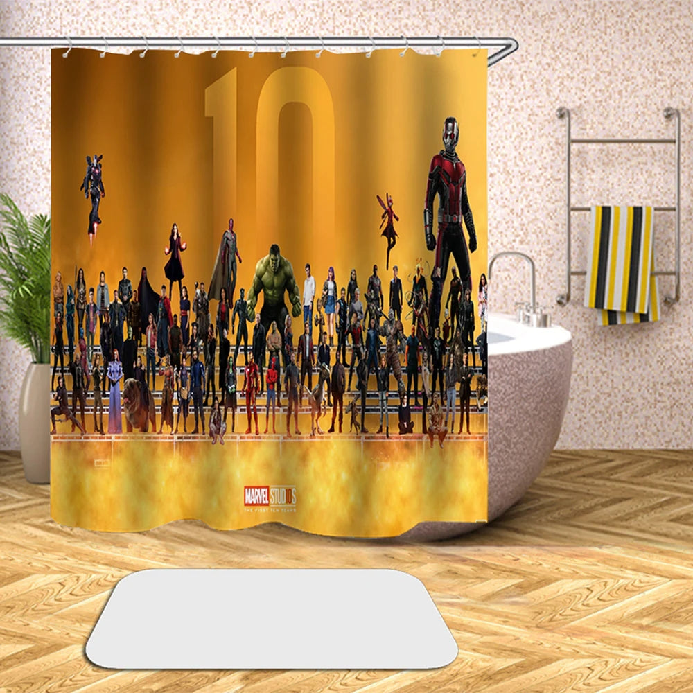 Marvels Avengers Shower Curtain Waterproof Bath Curtains Bathroom Decor With Hooks