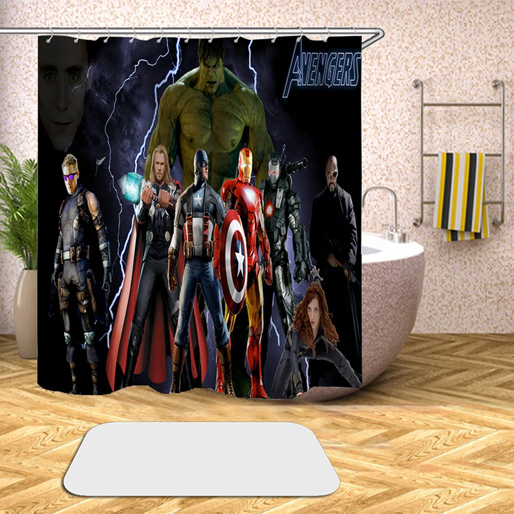 Marvels Avengers Shower Curtain Waterproof Bath Curtains Bathroom Decor With Hooks